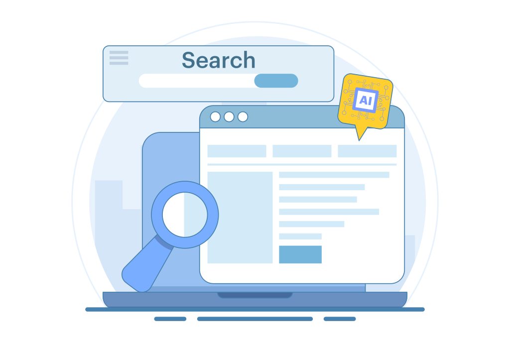 AI search engine browser illustration showing generative AI search interface